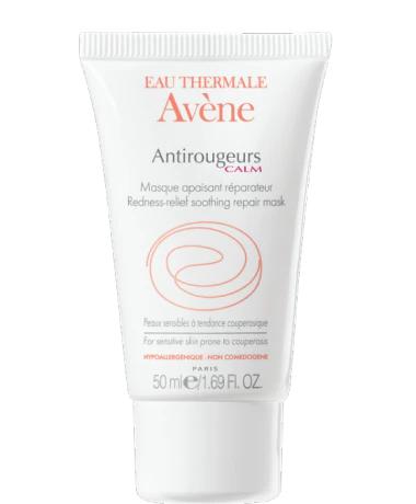 Calm mask från Avene, vit tub med rosa text på.
