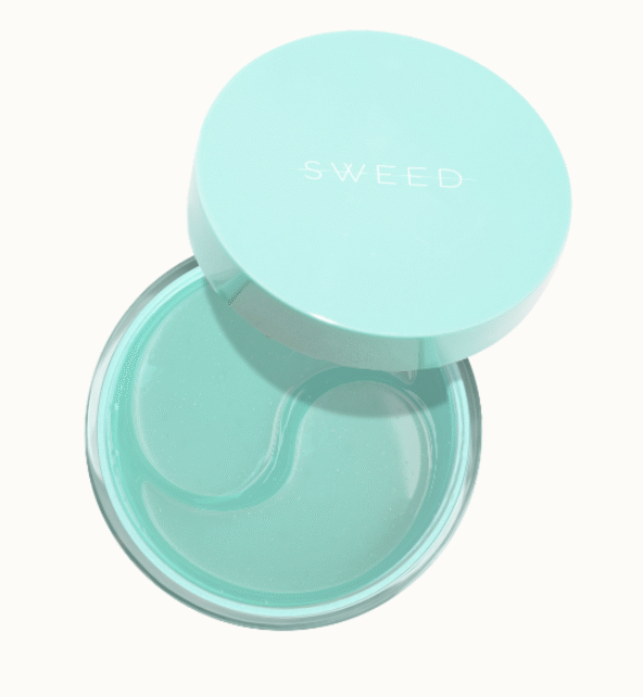 Sweed eye patches, turkos, rund box med eye patches.