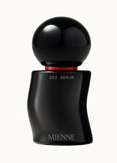 Svart, minimalistisk flaska i våg-form med rund kork.