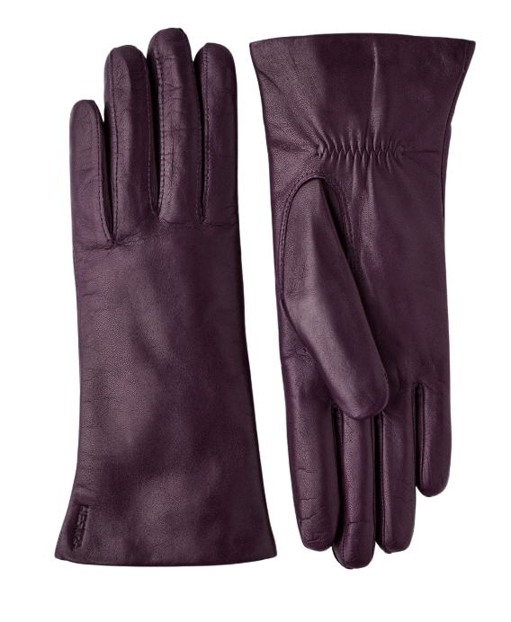 Vinröda/lila skinnhandskar från Hetsra.