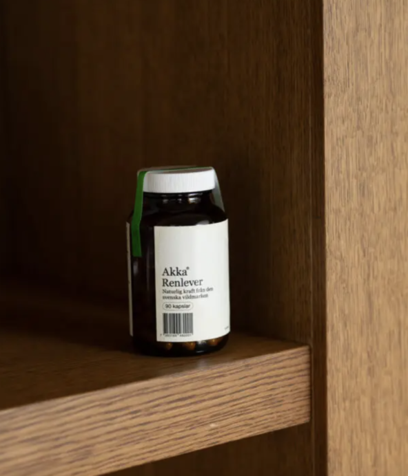 Burk med järntabletter från Akka Health.