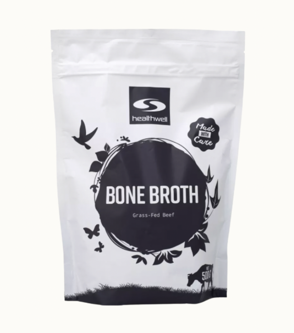 Påse innehållande benbuljon, bone broth från Svensk hälsokost.