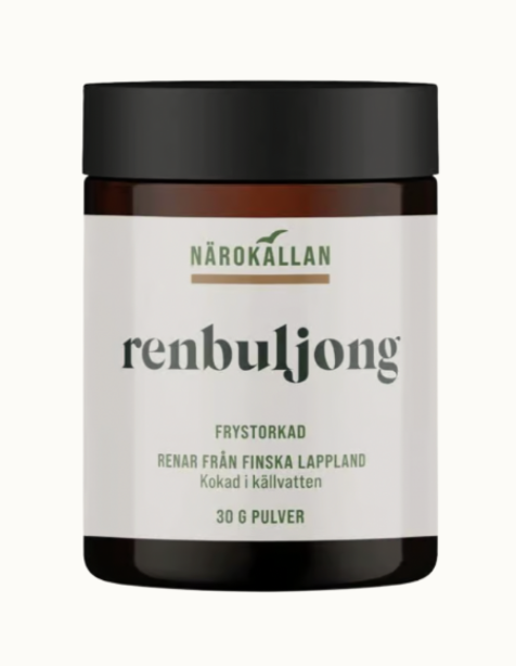 Burk med renbuljong från Närokällan.