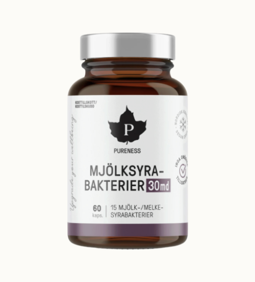 Pureness Mjölksyrabakterier 30 md 60 kapslar, burk med lock