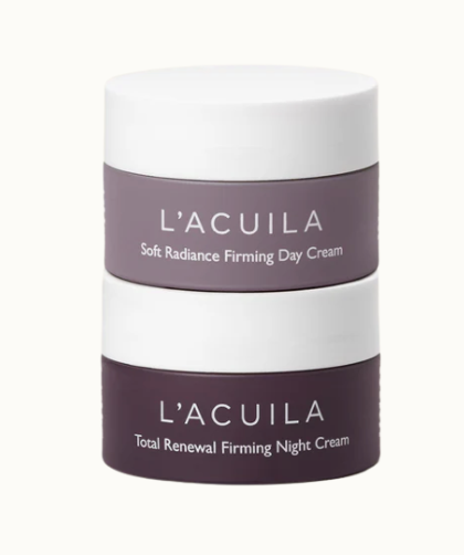 Två burkar med dag- och nattkräm från L'acuila.