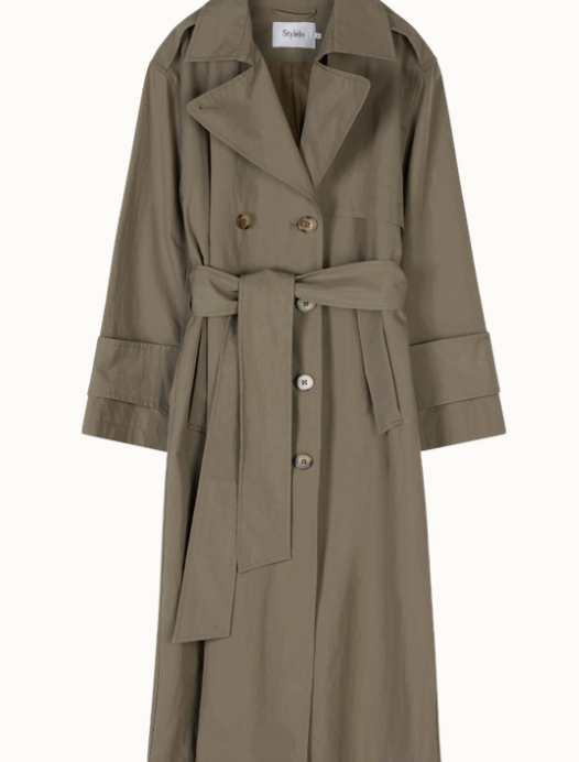 Brun trenchcoat i lång modell från Stylein.