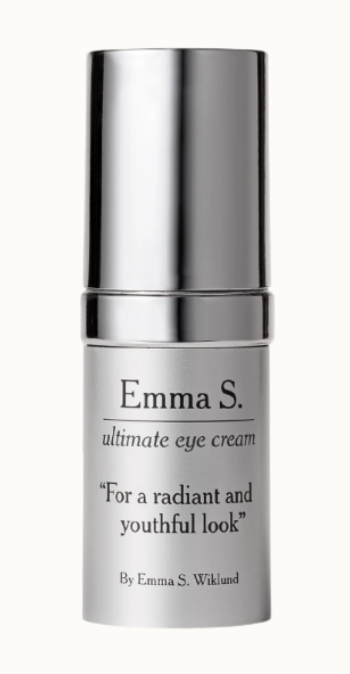 Ögonkräm från Emma S i silverfärgad flaska.
