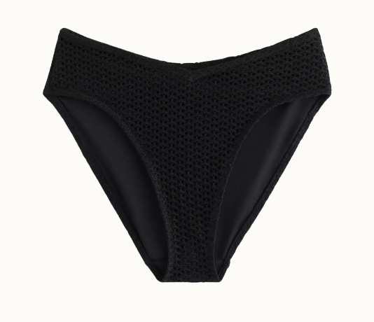 Svarta bikinitrosor med hög skärning.
